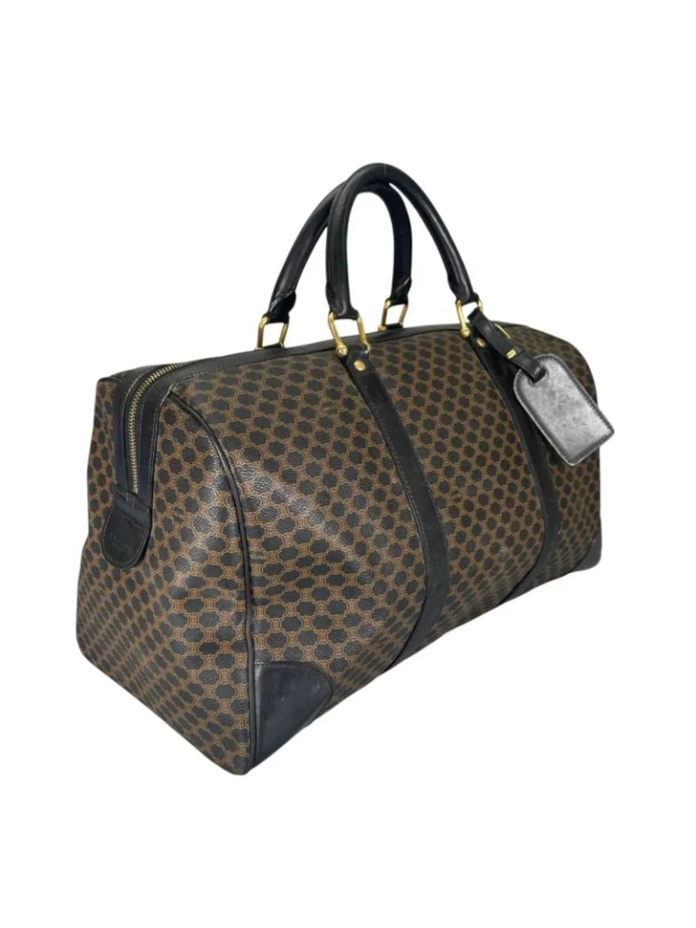 Celine Macadam 45 Boston Bag Leather Brown